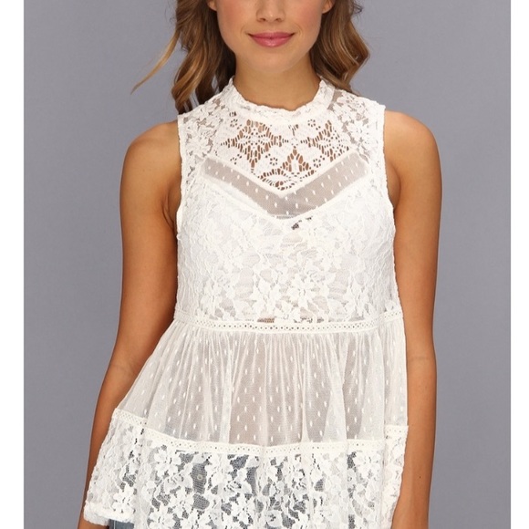 Free People Tops - Free People Lady Bird Sheer Lace Embroidered Tank